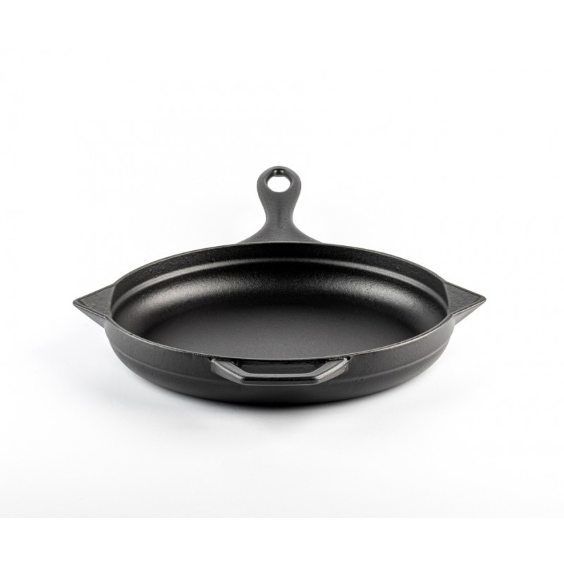 Smaltovaná litinová pánev Hosse, Black Onyx, Ф24cm | Plochá litinová pánev | Litinová pánev |