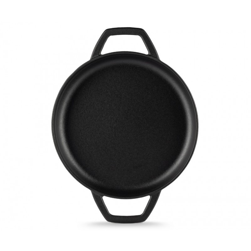 Smaltovaná litinová pánev se dvěma úchyty Hosse, Black Onyx, Ф22cm | Plochá litinová pánev | Litinová pánev |
