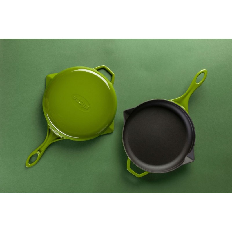 Smaltovaná litinová pánev Hosse, Bamboo, Ф28cm | Plochá litinová pánev | Litinová pánev |