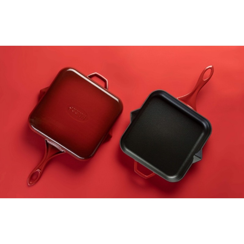 Smaltovaná litinová pánev Hosse, Rubin, 28x28cm | Plochá litinová pánev | Litinová pánev |