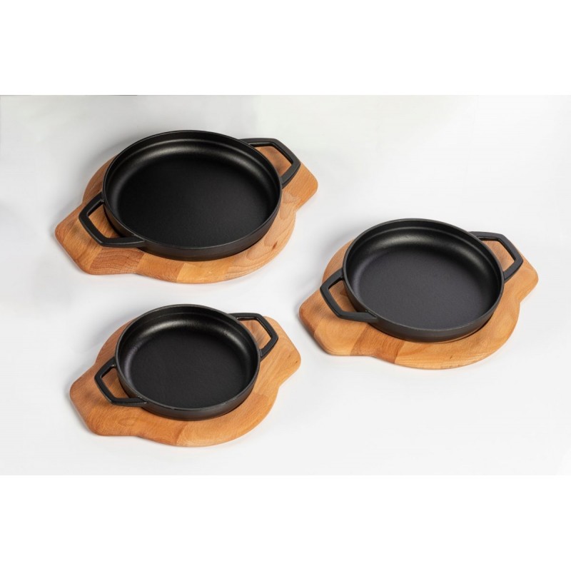 Smaltovaná litinová pánev se dvěma úchyty Hosse, Black Onyx, Ф22cm | Plochá litinová pánev | Litinová pánev |